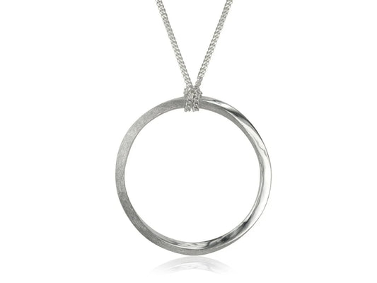Mobius Single Silver Twist Necklace