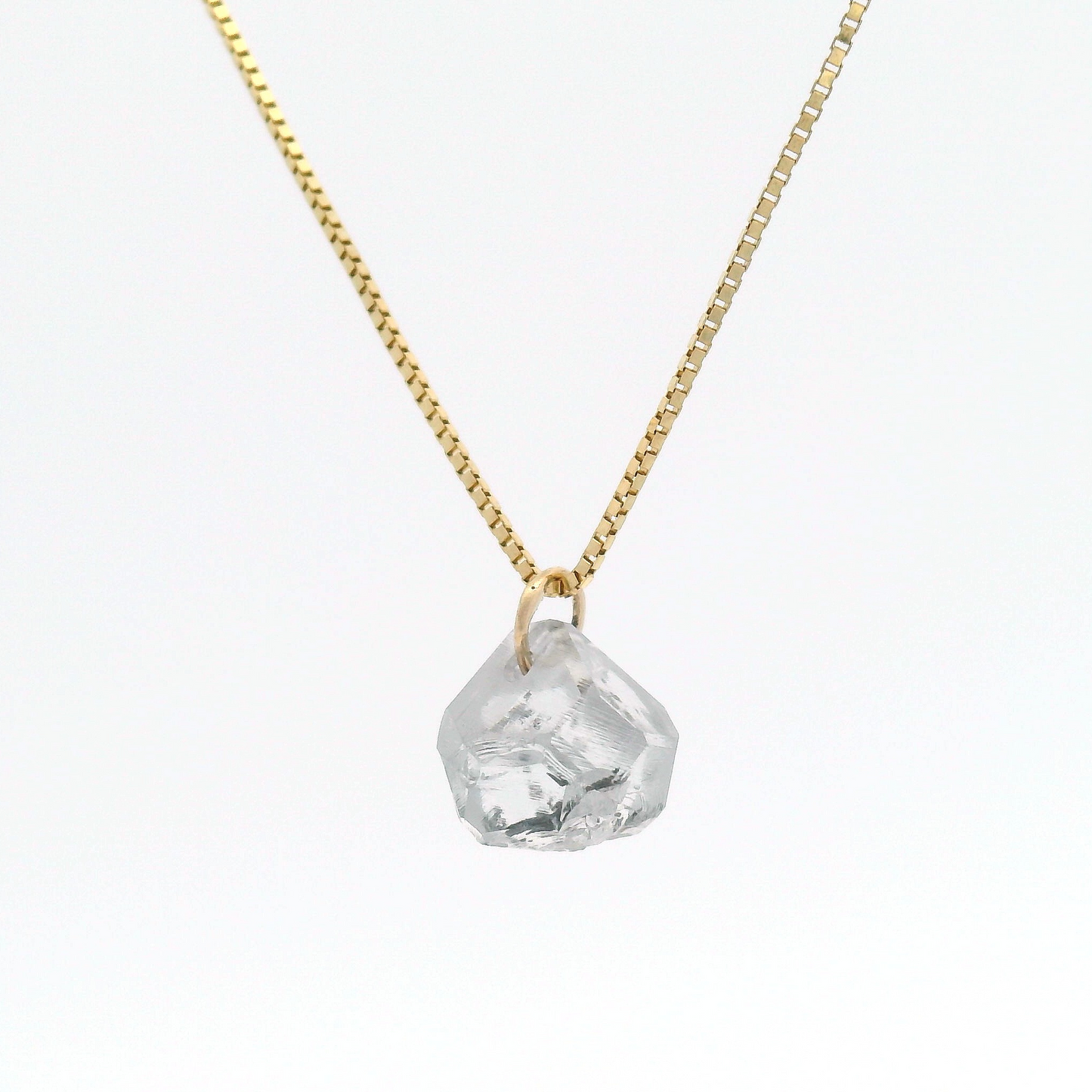 1.95ct Lab-Grown Rough Diamond Pendant Box Chain Necklace