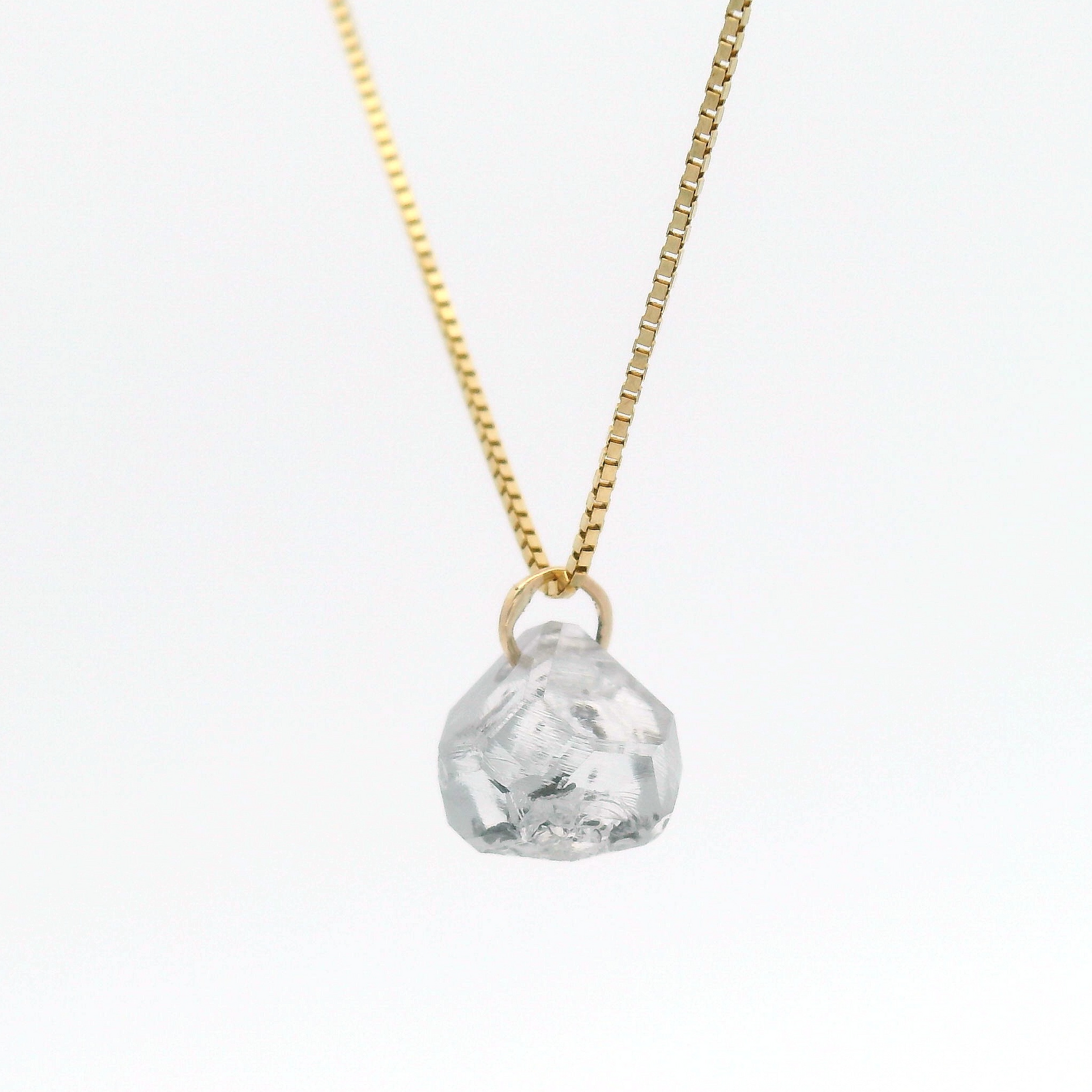1.95ct Lab-Grown Rough Diamond Pendant Box Chain Necklace
