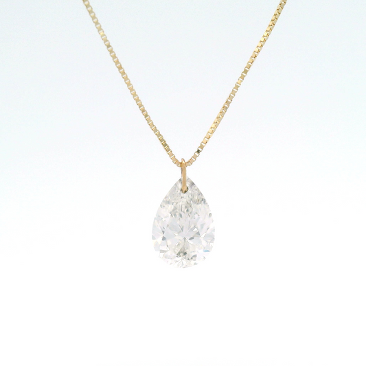 1.60ct Lab-Grown Pear-Cut Diamond Pendant Box Chain Necklace