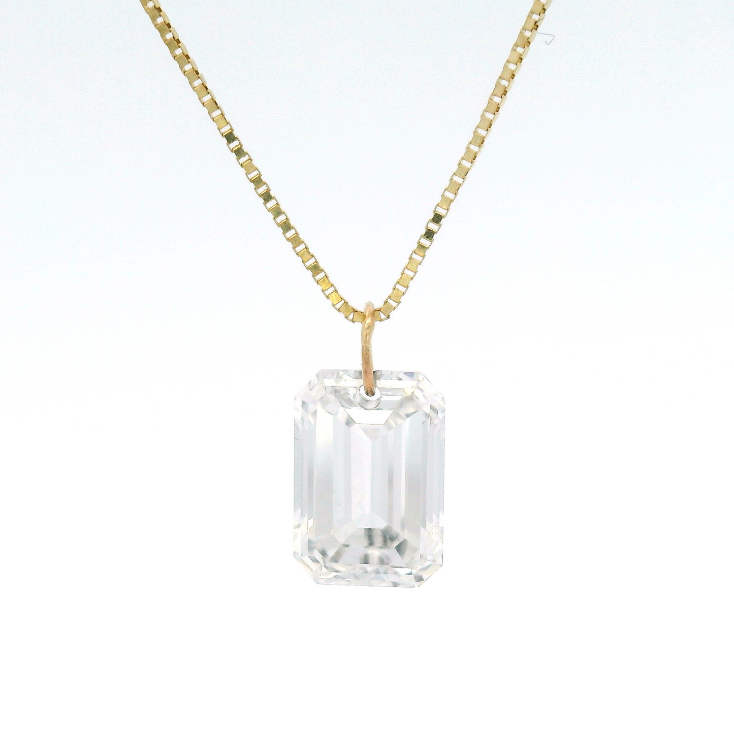 1.73ct Lab-Grown Emerald Cut Diamond Pendant Box Chain Necklace