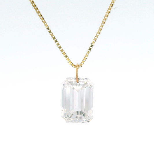 1.73ct Lab-Grown Emerald Cut Diamond Pendant Box Chain Necklace