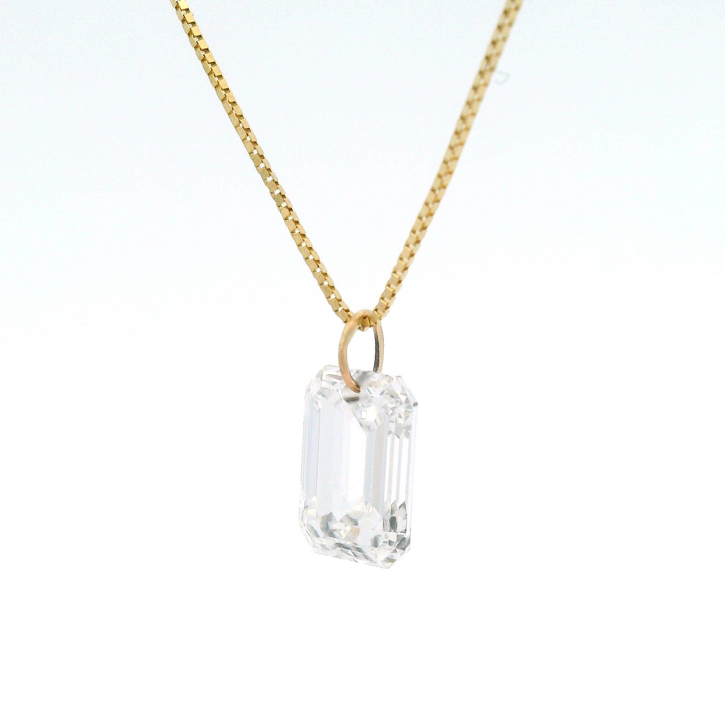1.73ct Lab-Grown Emerald Cut Diamond Pendant Box Chain Necklace