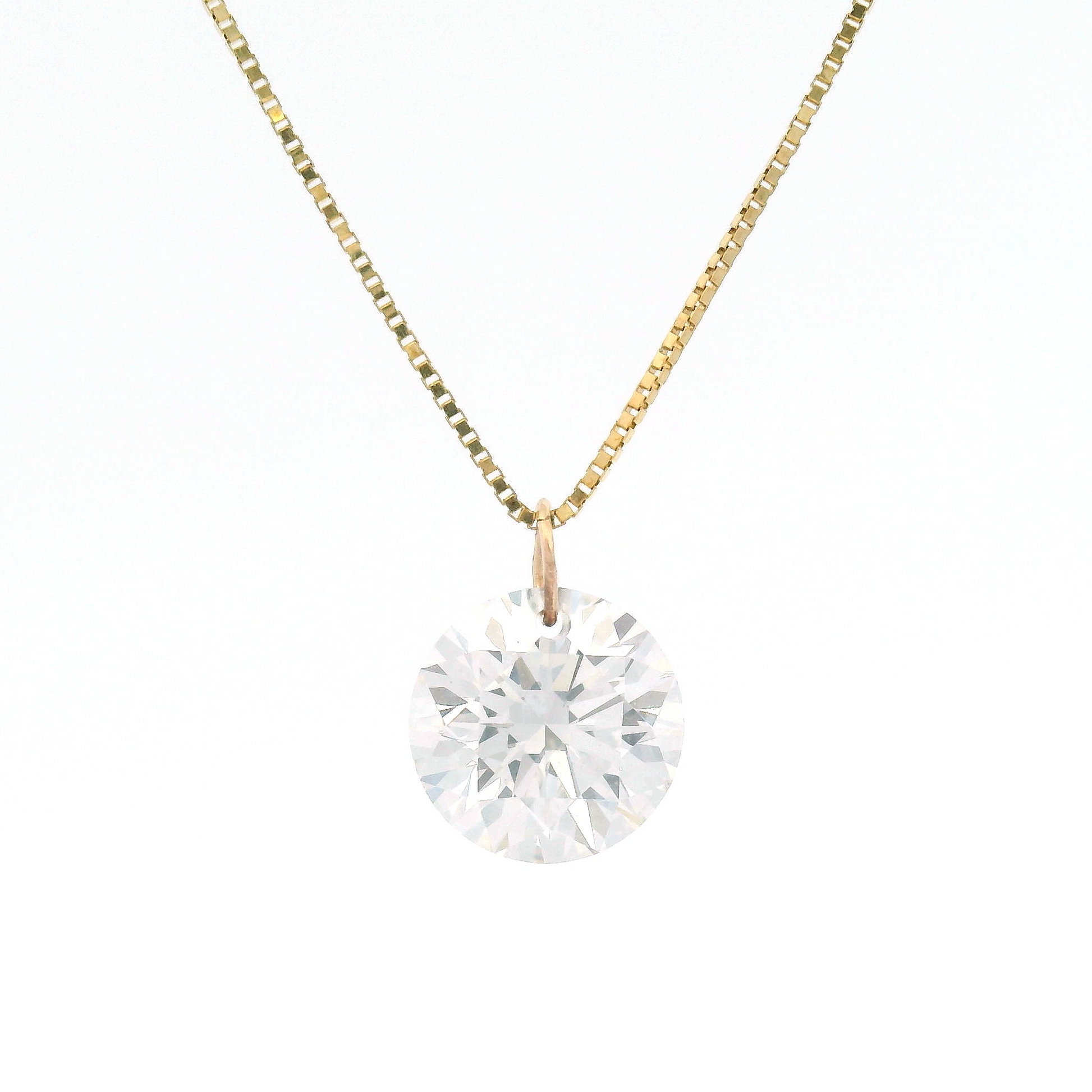1.6ct Lab-Grown Round Brilliant Cut Diamond Pendant Box Chain Necklace