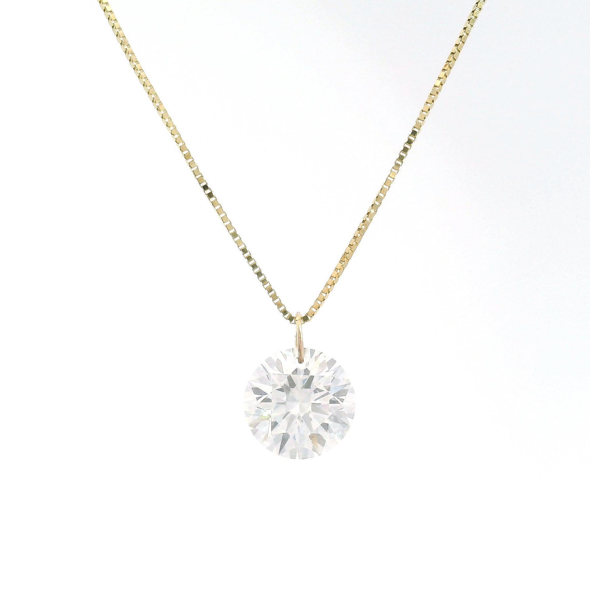 1.6ct Lab-Grown Round Brilliant Cut Diamond Pendant Box Chain Necklace