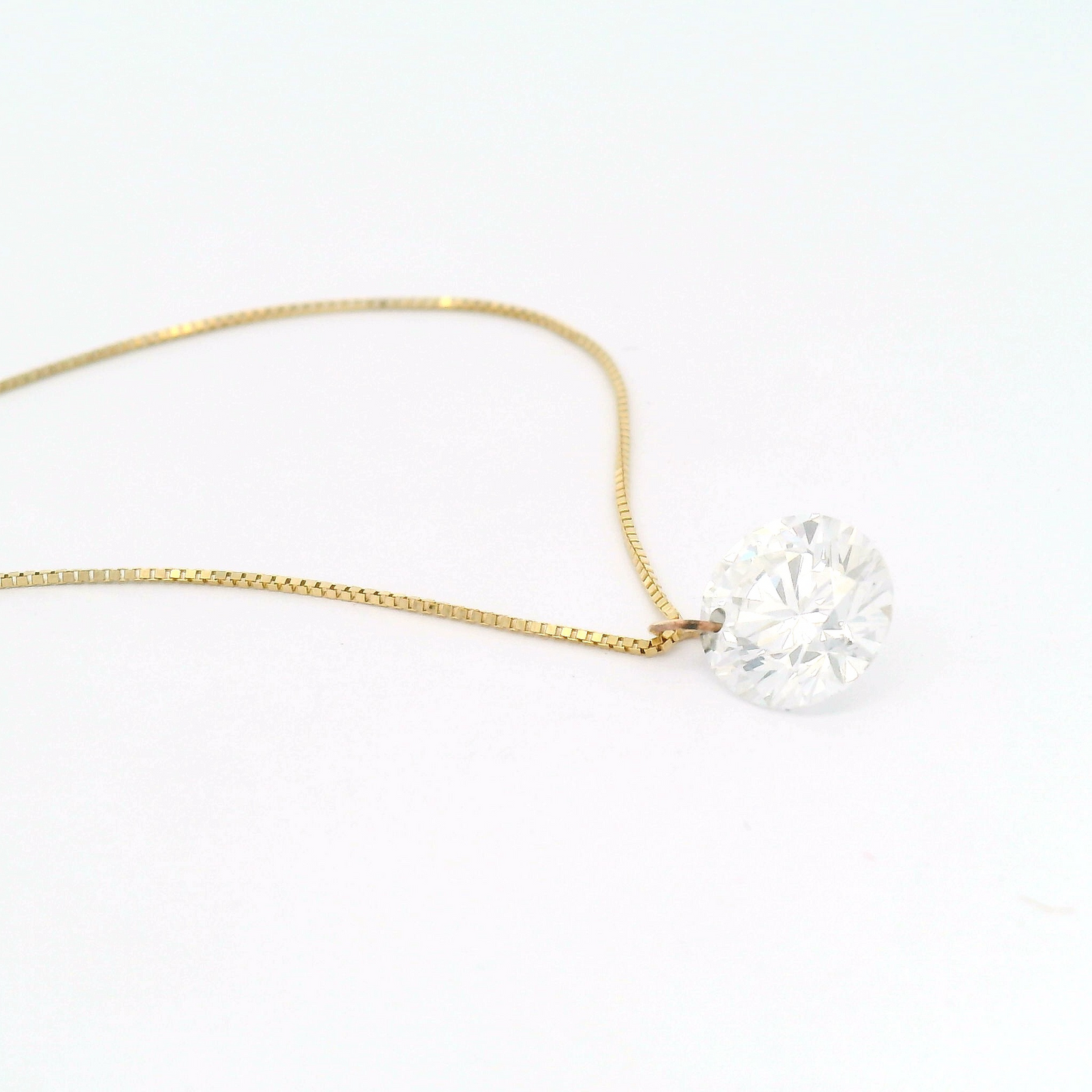 1.6ct Lab-Grown Round Brilliant Cut Diamond Pendant Box Chain Necklace
