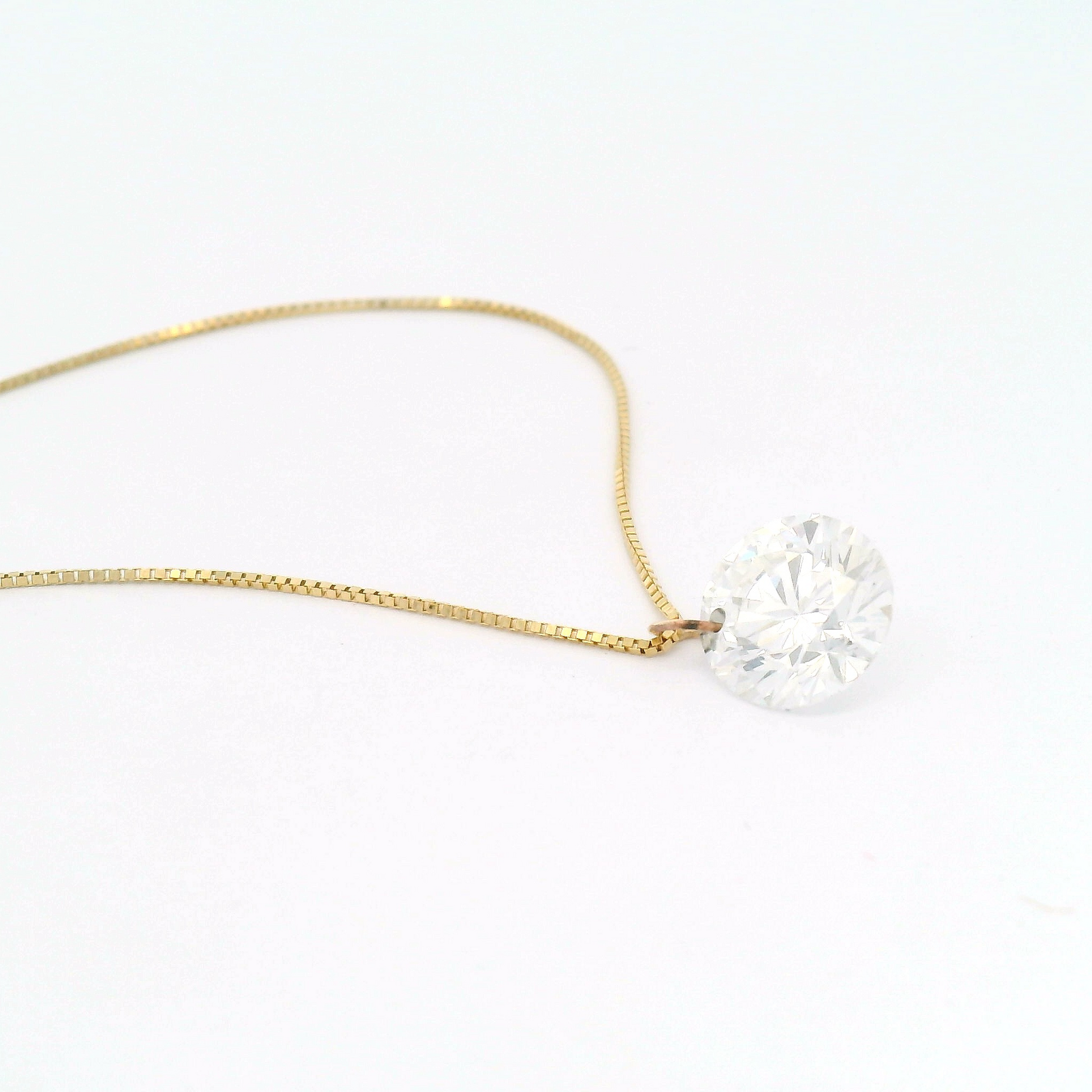 1.6ct Lab-Grown Round Brilliant Cut Diamond Pendant Box Chain Necklace