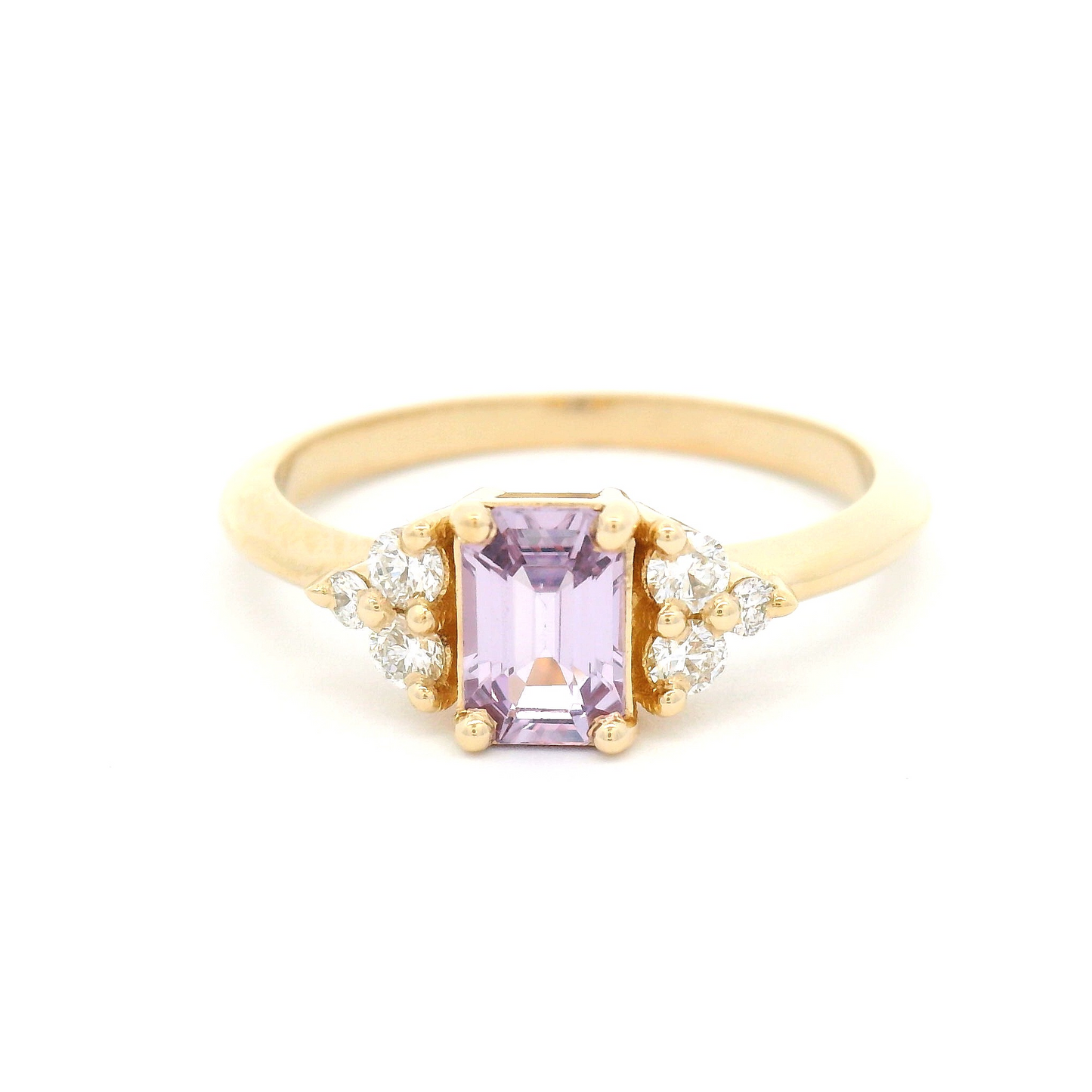 14k Yellow Engagement Ring with 0.67ct Purple Sapphire and Accent Diamonds