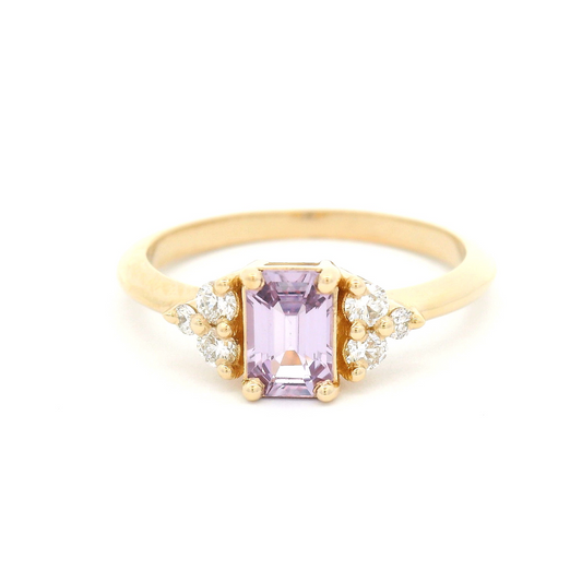 14k Yellow Engagement Ring with 0.67ct Purple Sapphire and Accent Diamonds