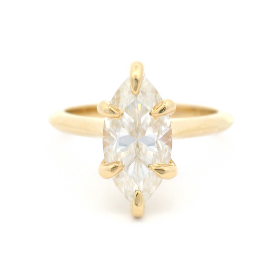14k Yellow Six-Claw Solitaire with 1.89ct Marquise Moissanite