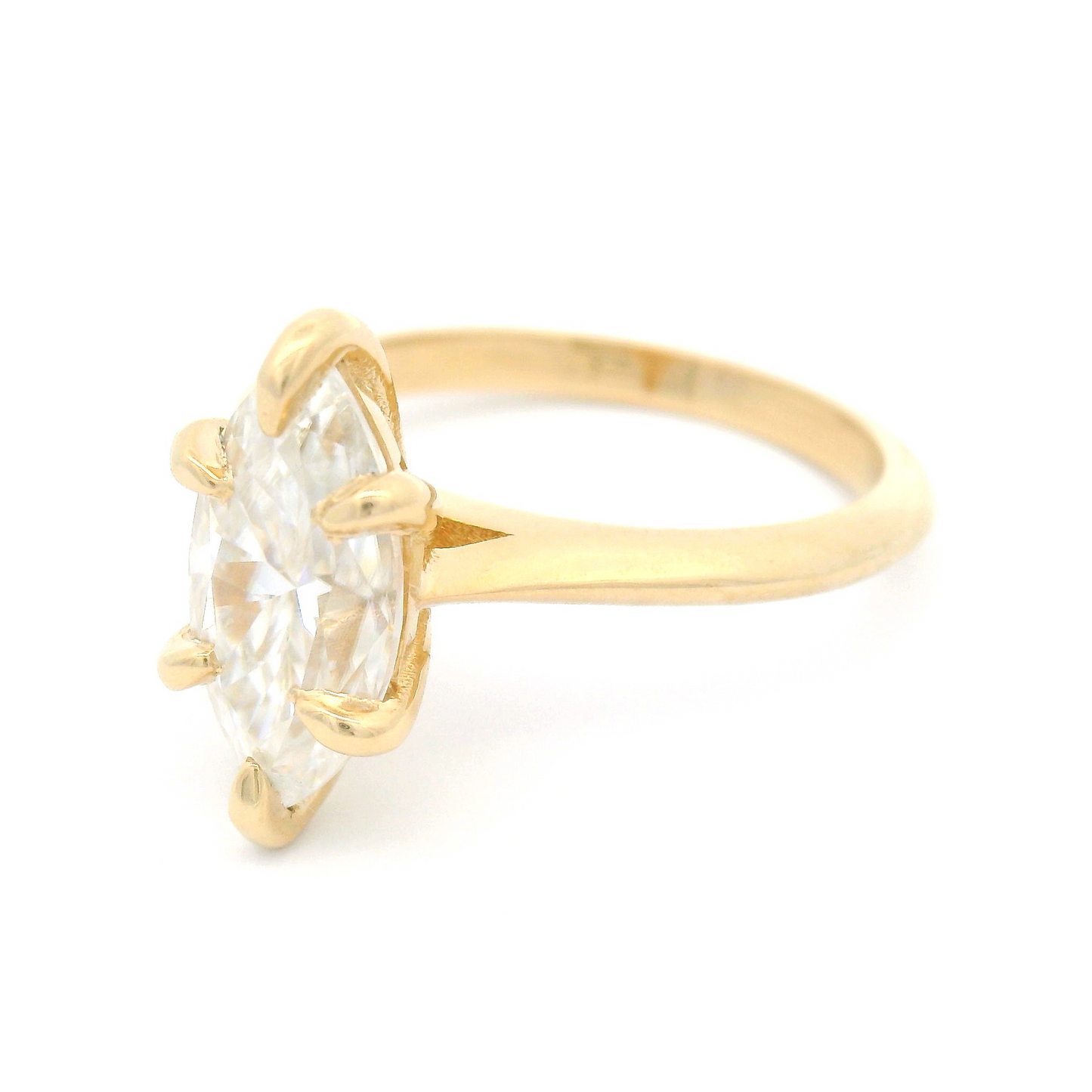 14k Yellow Six-Claw Solitaire with 1.89ct Marquise Moissanite