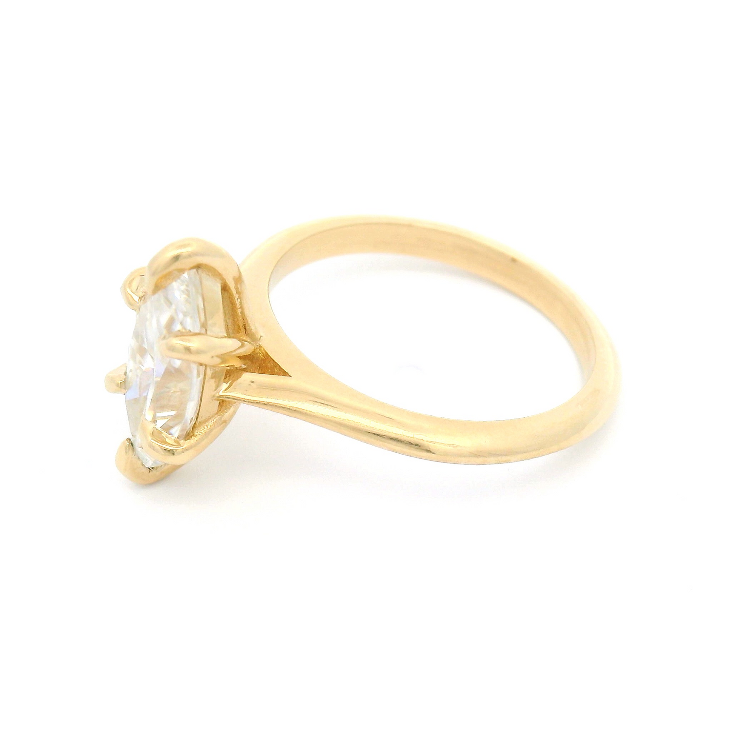 14k Yellow Six-Claw Solitaire with 1.89ct Marquise Moissanite