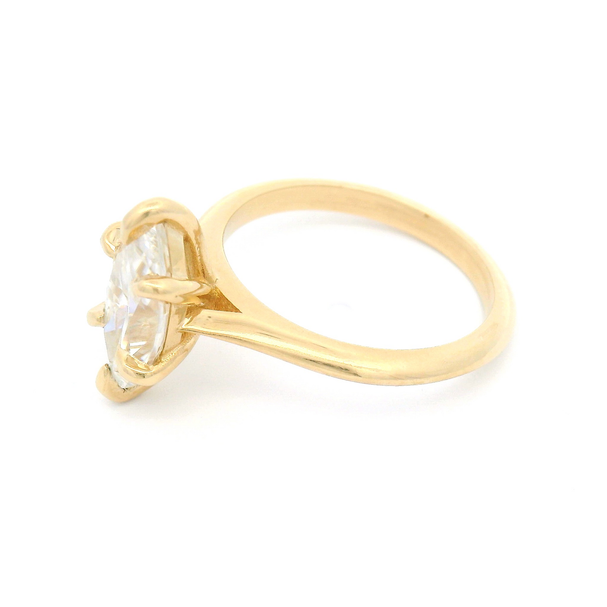 14k Yellow Six-Claw Solitaire with 1.89ct Marquise Moissanite