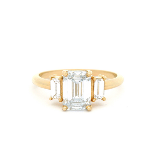 14k Yellow Three Stone Engagement Ring with 1.53cts of Lab-Grown Diamonds