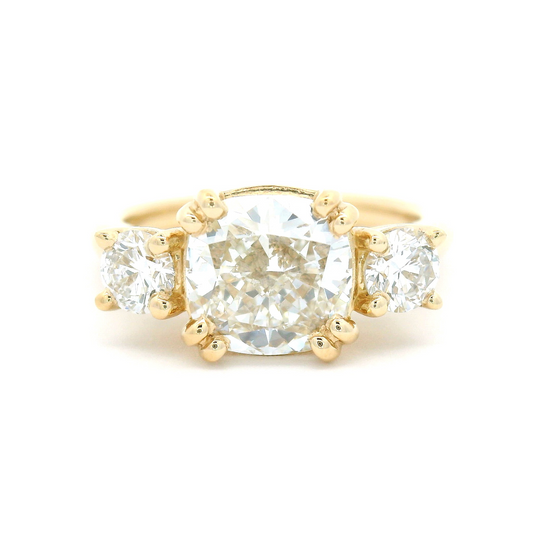 14k Yellow Three Stone Engagement Ring with 2.45cts of Lab-Grown Diamonds