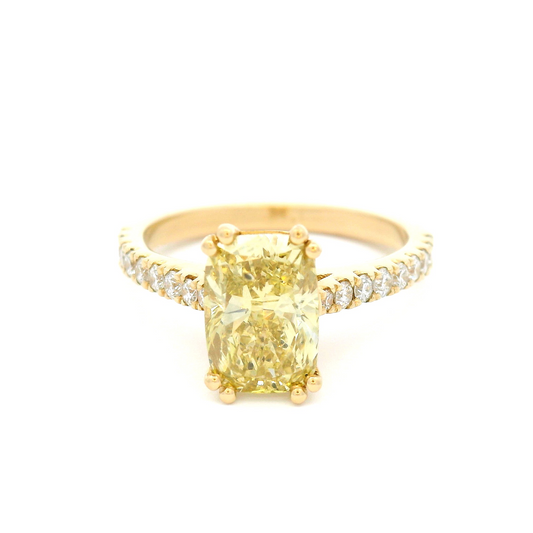 14k Yellow Engagement Ring with 1.61ct Lab-Grown Yellow Diamond and Accent Diamonds