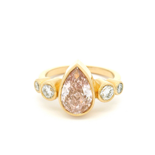  14k Yellow 2.04ct Lab-Grown Pink Diamond Engagement Ring with Accent Diamonds