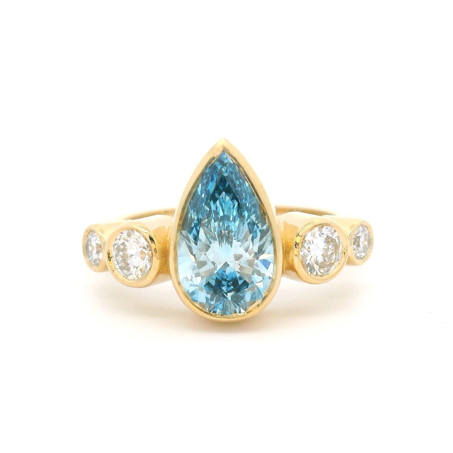 14k Yellow Engagement Ring with 1.5ct Lab-Grown Blue Diamond & Accent Lab Diamonds