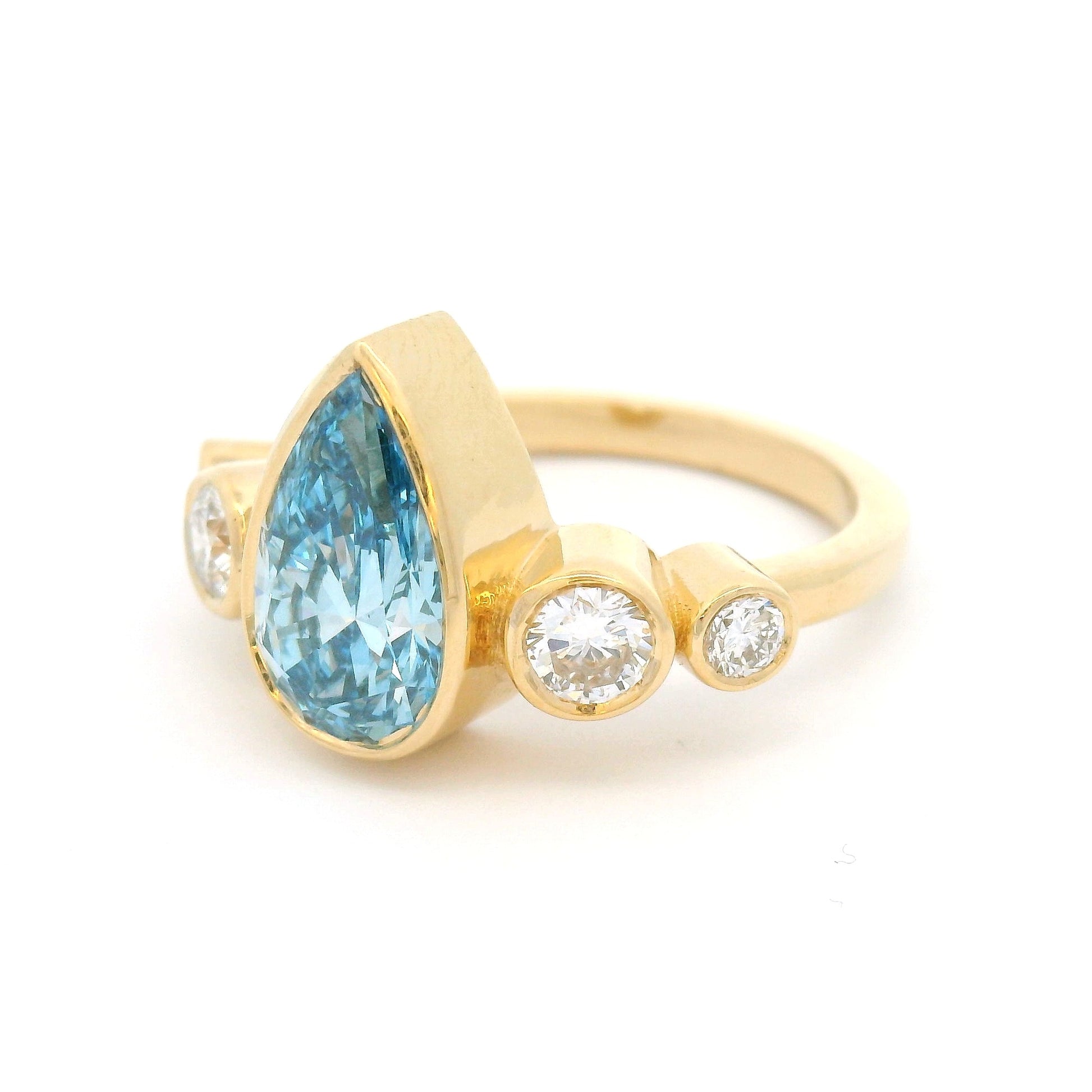 14k Yellow Engagement Ring with 1.5ct Lab-Grown Blue Diamond & Accent Lab Diamonds