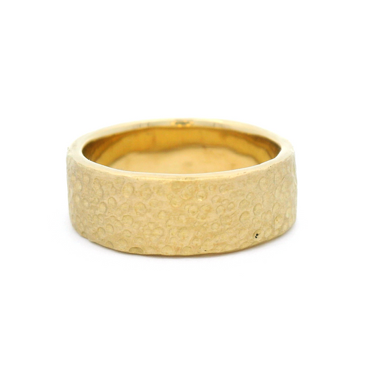 10k Yellow 7mm Wide Dotted Textured Band