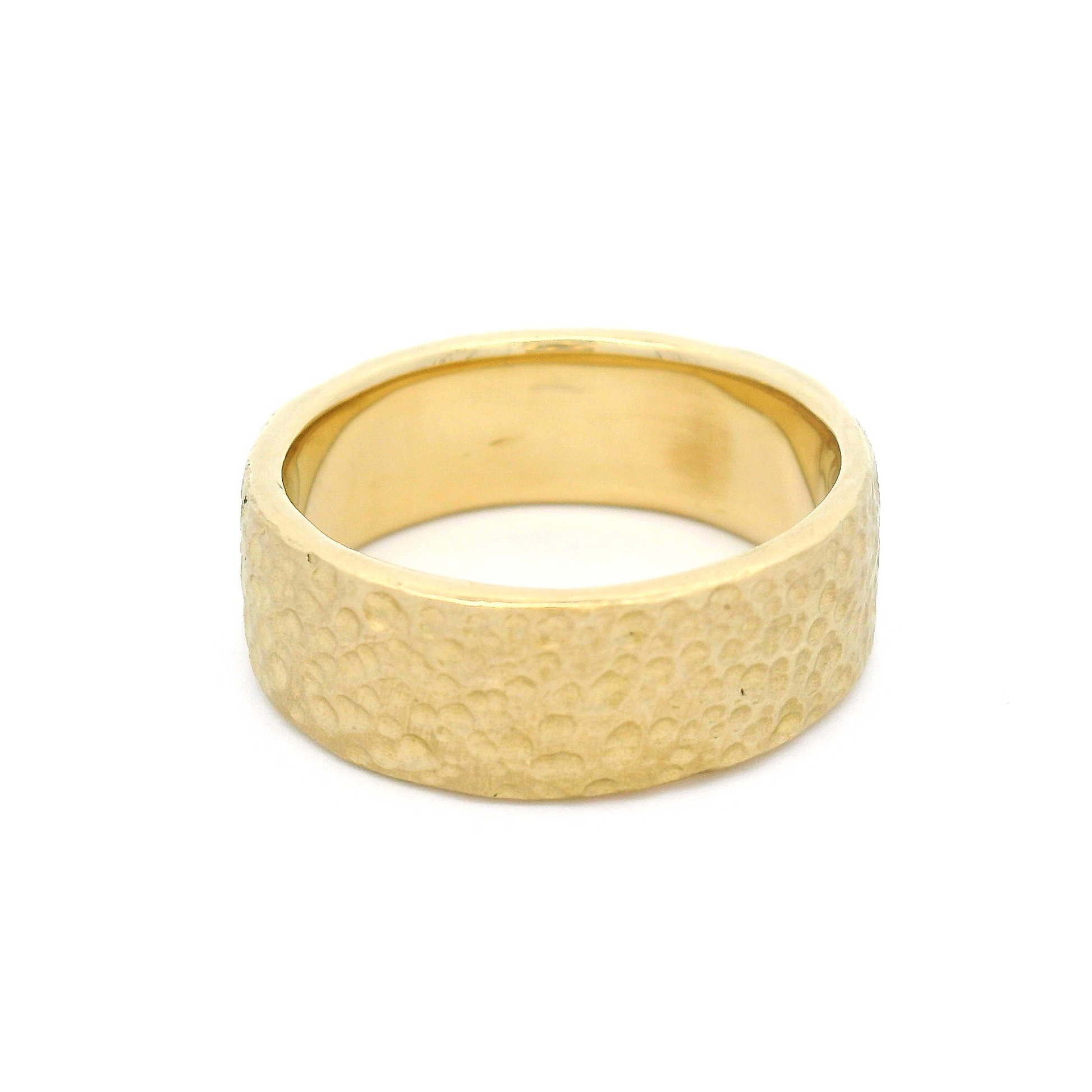 10k Yellow 7mm Wide Dotted Textured Band