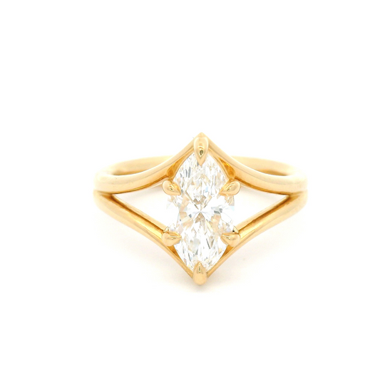 14k Yellow Solitaire set with 1.14ct Lab-Grown Marquise Cut Diamond