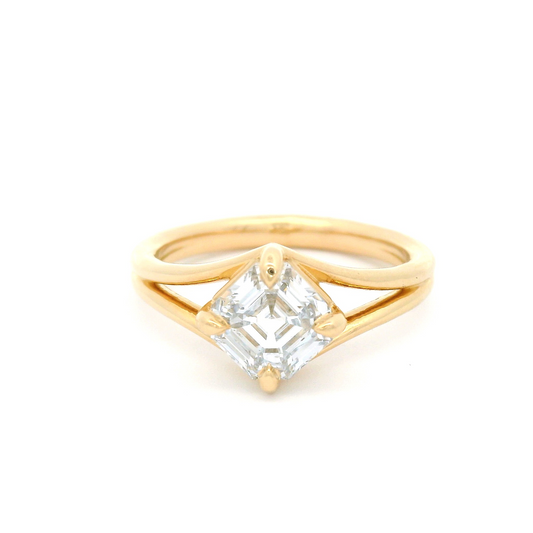 14k Yellow Solitaire set with 1.55ct Lab-Grown Asscher Cut Diamond