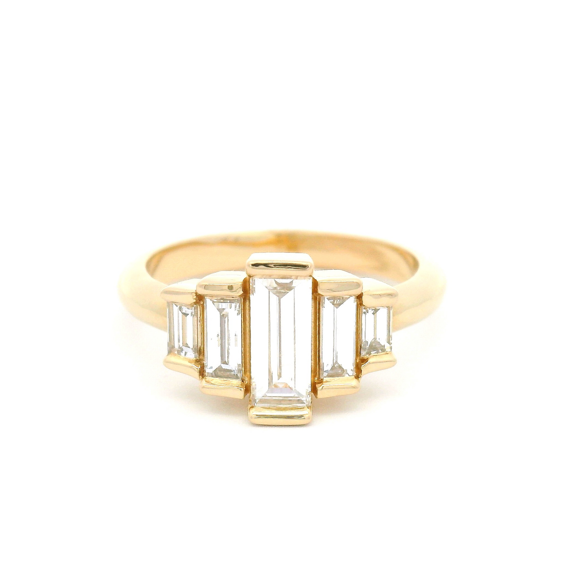 14k Yellow Engagement Ring with 0.85cts of Lab-Grown Baguette Cut Diamonds