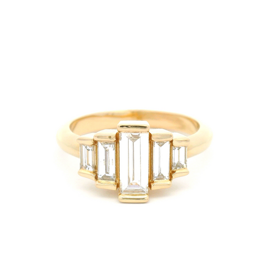 14k Yellow Engagement Ring with 0.85cts of Lab-Grown Baguette Cut Diamonds
