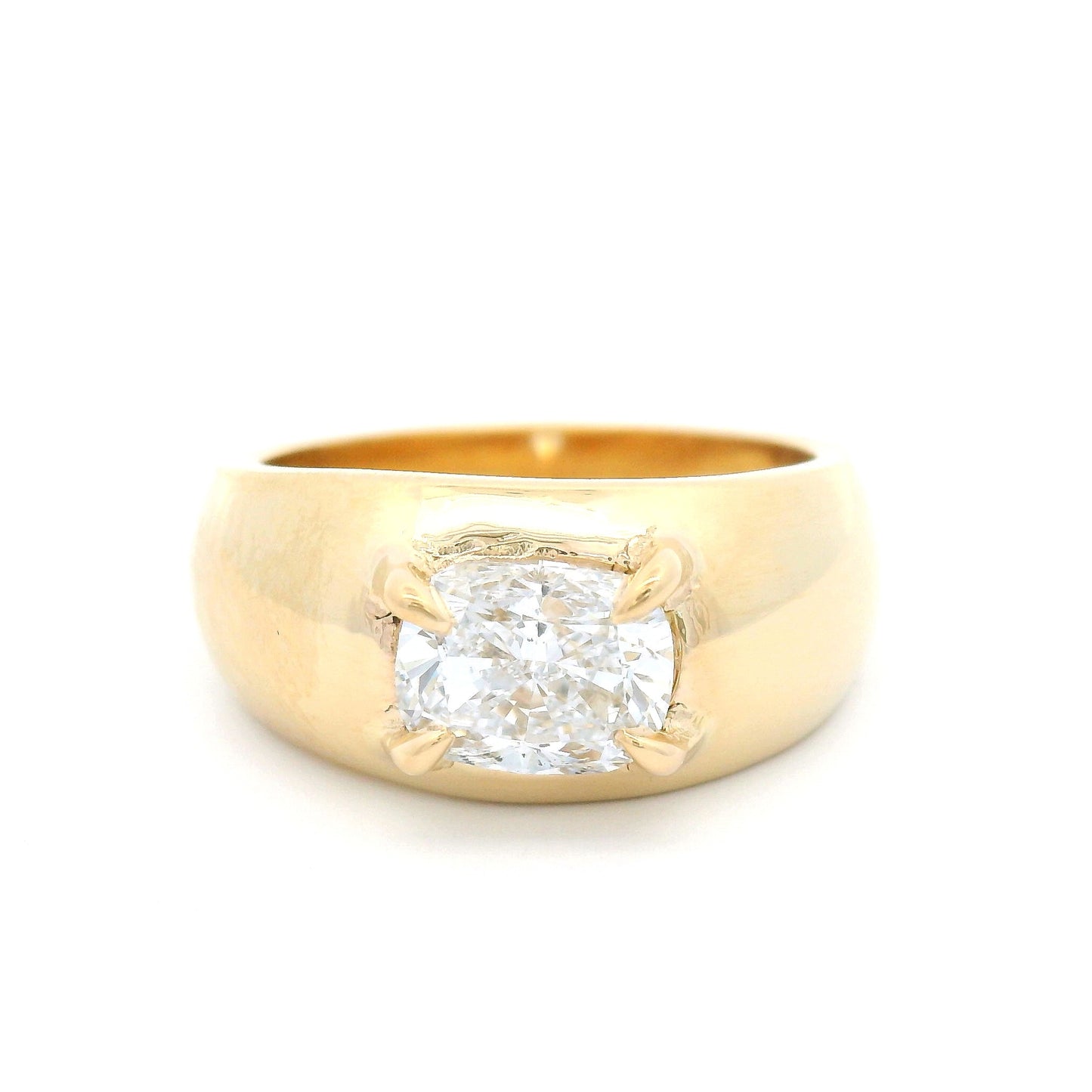 14k Yellow Claw-Set Solitaire with 1.5ct Lab-Grown Cushion Diamond