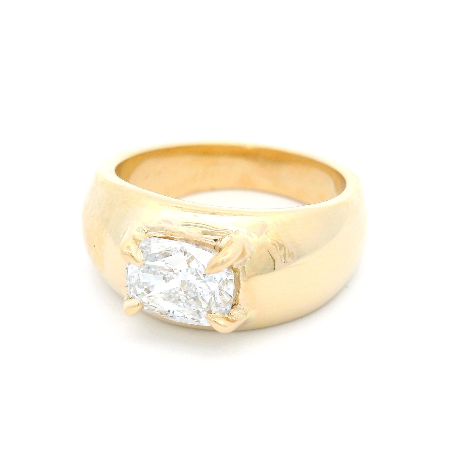 14k Yellow Claw-Set Solitaire with 1.5ct Lab-Grown Cushion Diamond