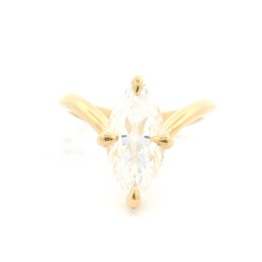 14k Yellow Solitaire set with 1.8ct Marquise Moissanite