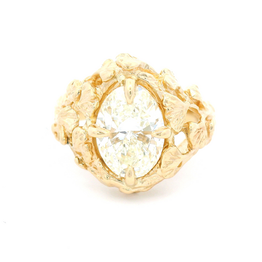 14k Yellow Leafy Solitaire with 2.13ct Oval Lab-Grown Diamond