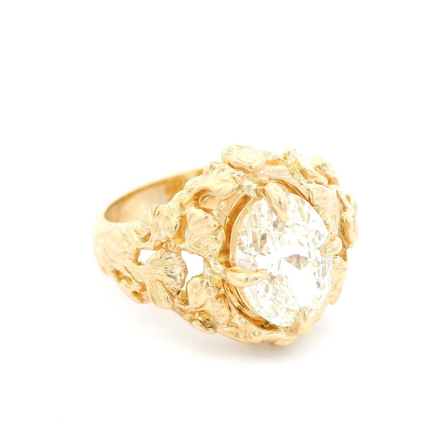 14k Yellow Leafy Solitaire with 2.13ct Oval Lab-Grown Diamond