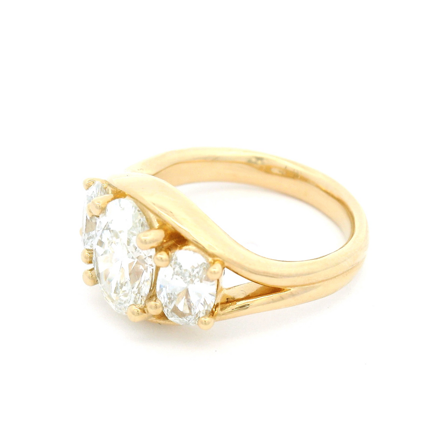 14k Yellow Three Stone Engagement Ring with 2.41cts of Oval Lab-Grown Diamonds