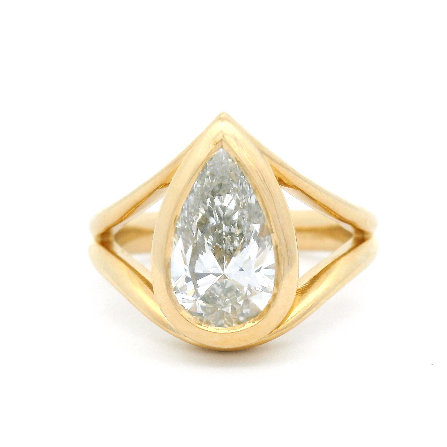 14k Yellow Bezel-Set Solitaire with 1.99ct Lab-Grown Pear-Shape Diamond