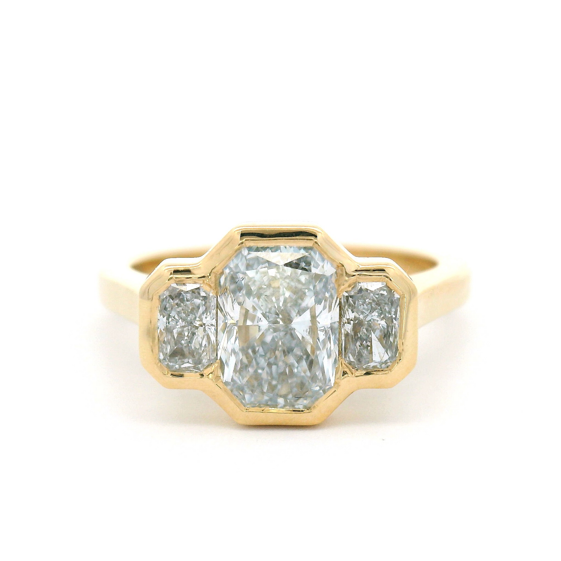 14k Yellow Three Stone Engagement Ring with 1.88cts of Lab-Grown Diamonds