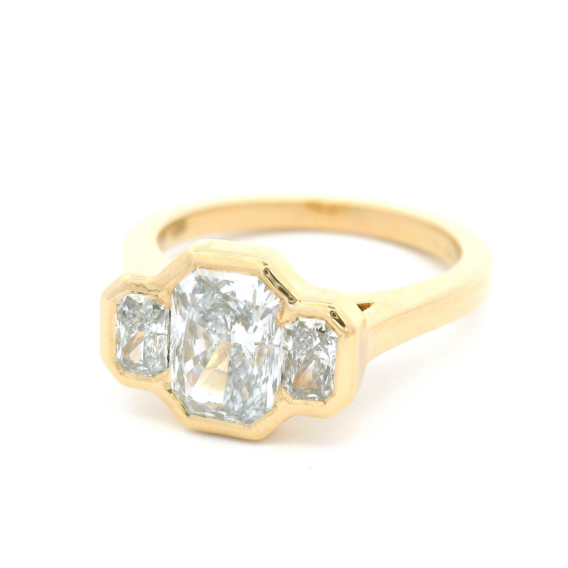 14k Yellow Three Stone Engagement Ring with 1.88cts of Lab-Grown Diamonds