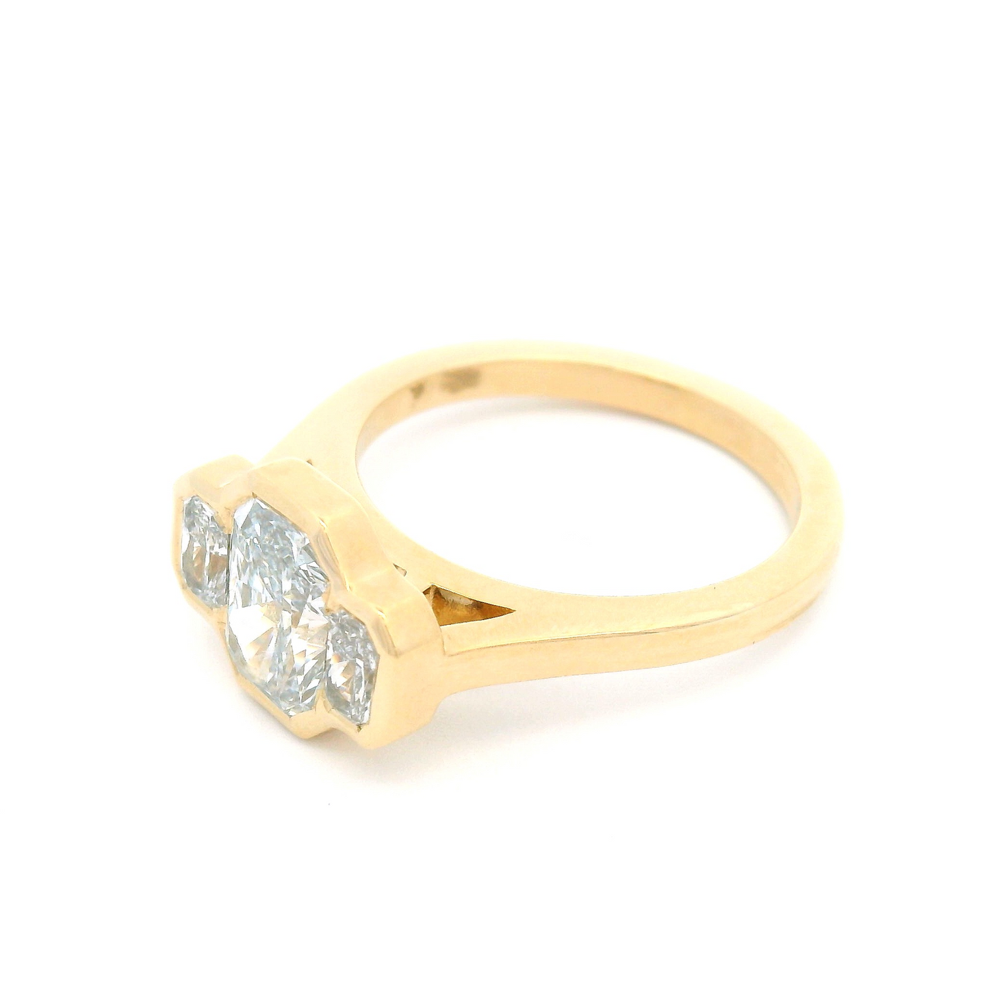 14k Yellow Three Stone Engagement Ring with 1.88cts of Lab-Grown Diamonds