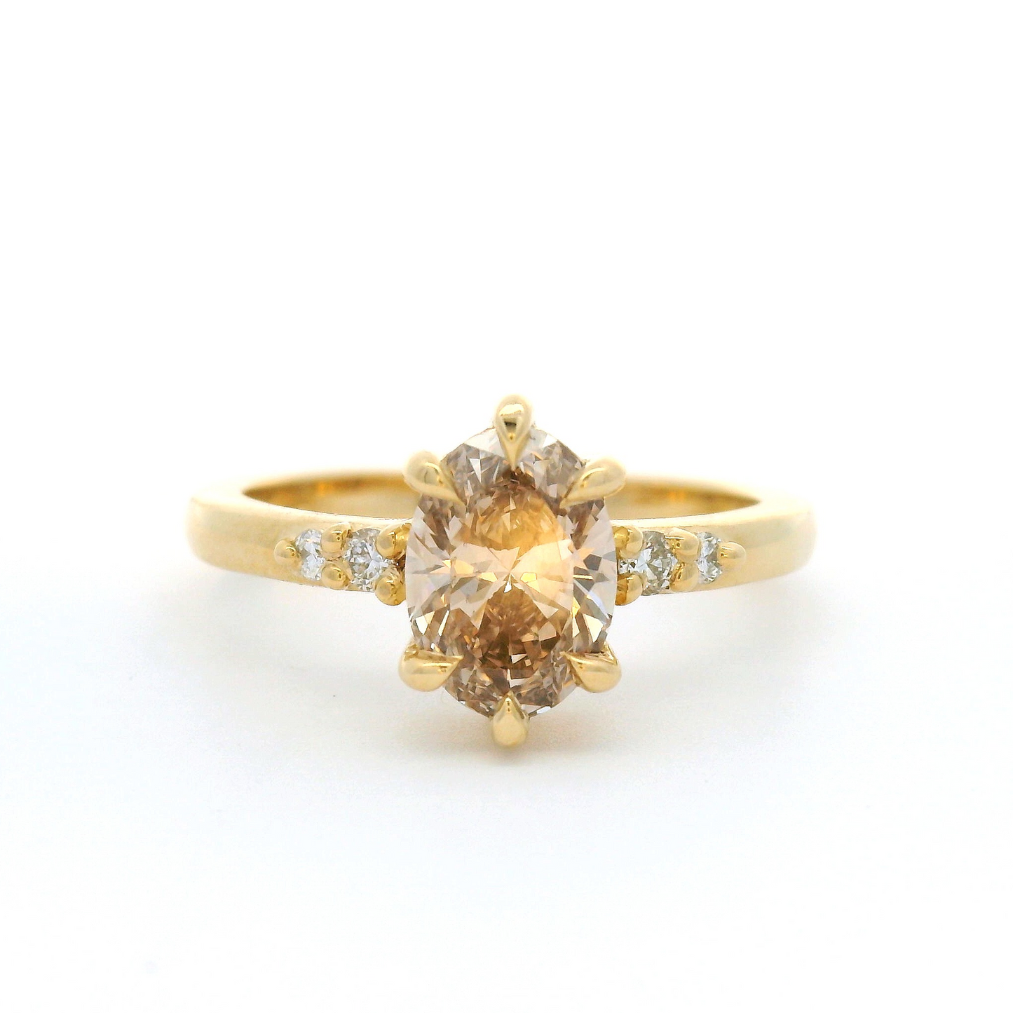 14k Yellow Engagement Ring with 1.05ct Lab-Grown Brown Diamond & Accent Lab Diamonds