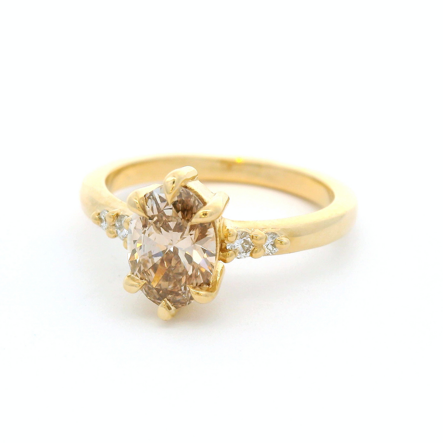14k Yellow Engagement Ring with 1.05ct Lab-Grown Brown Diamond & Accent Lab Diamonds
