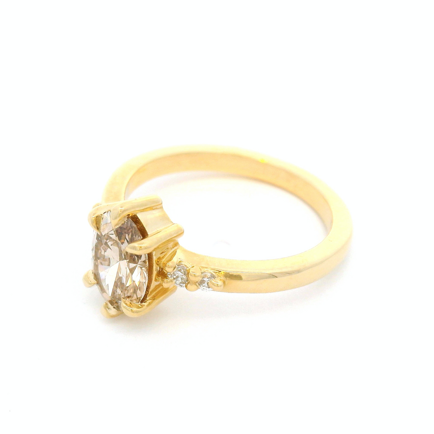 14k Yellow Engagement Ring with 1.05ct Lab-Grown Brown Diamond & Accent Lab Diamonds