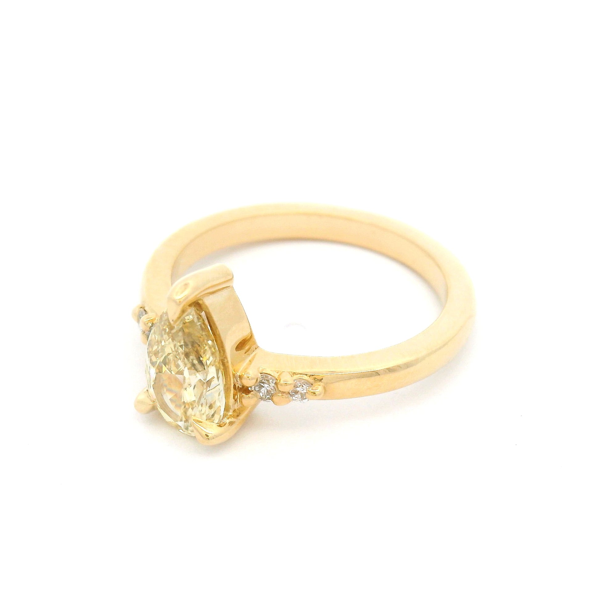 14k Yellow Engagement Ring with 1.05ct Lab-Grown Yellow Diamond & Accent Lab Diamonds