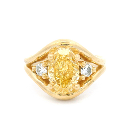 14k Yellow Three Stone Engagement Ring with 2.11cts of Lab-Grown Diamonds
