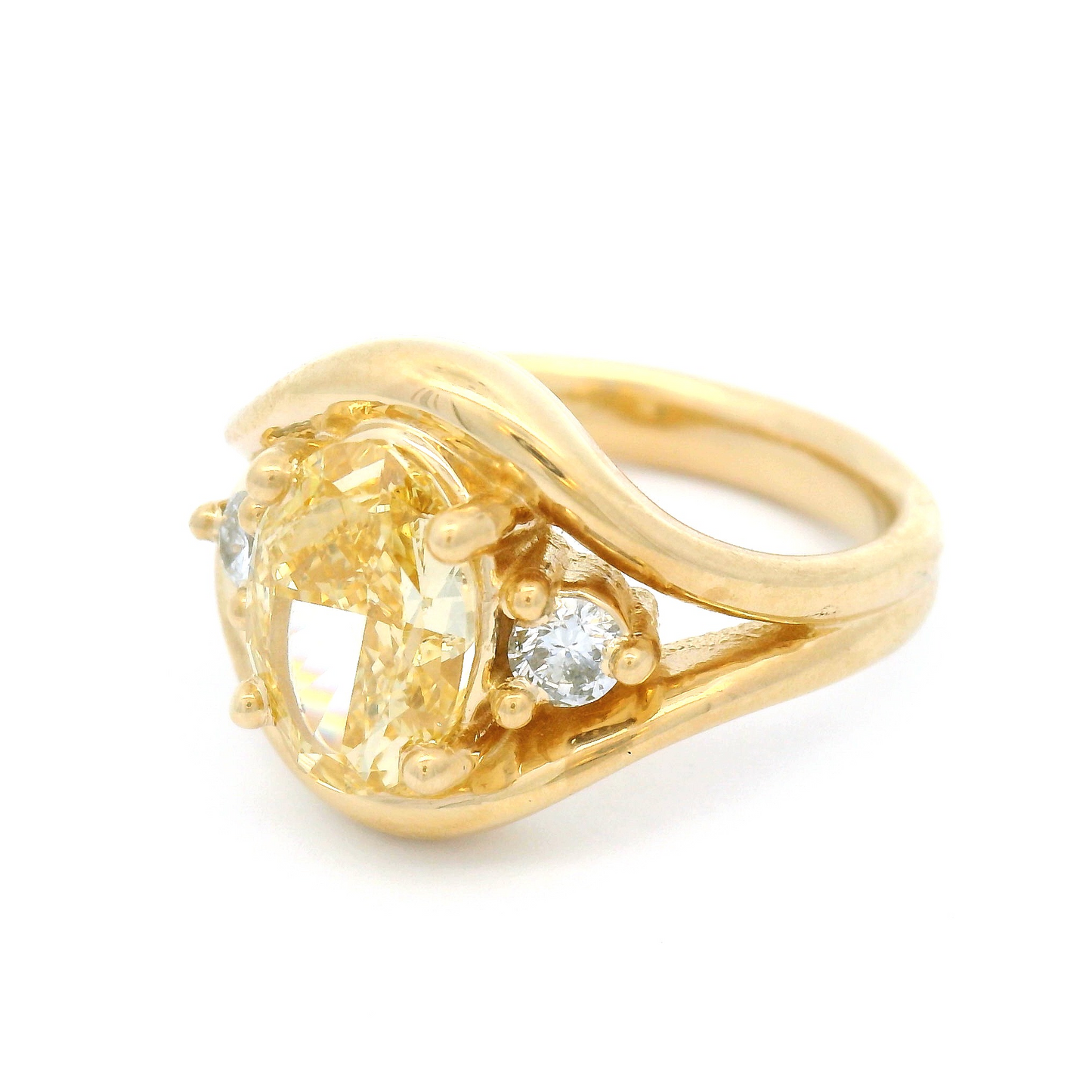 14k Yellow Three Stone Engagement Ring with 2.11cts of Lab-Grown Diamonds