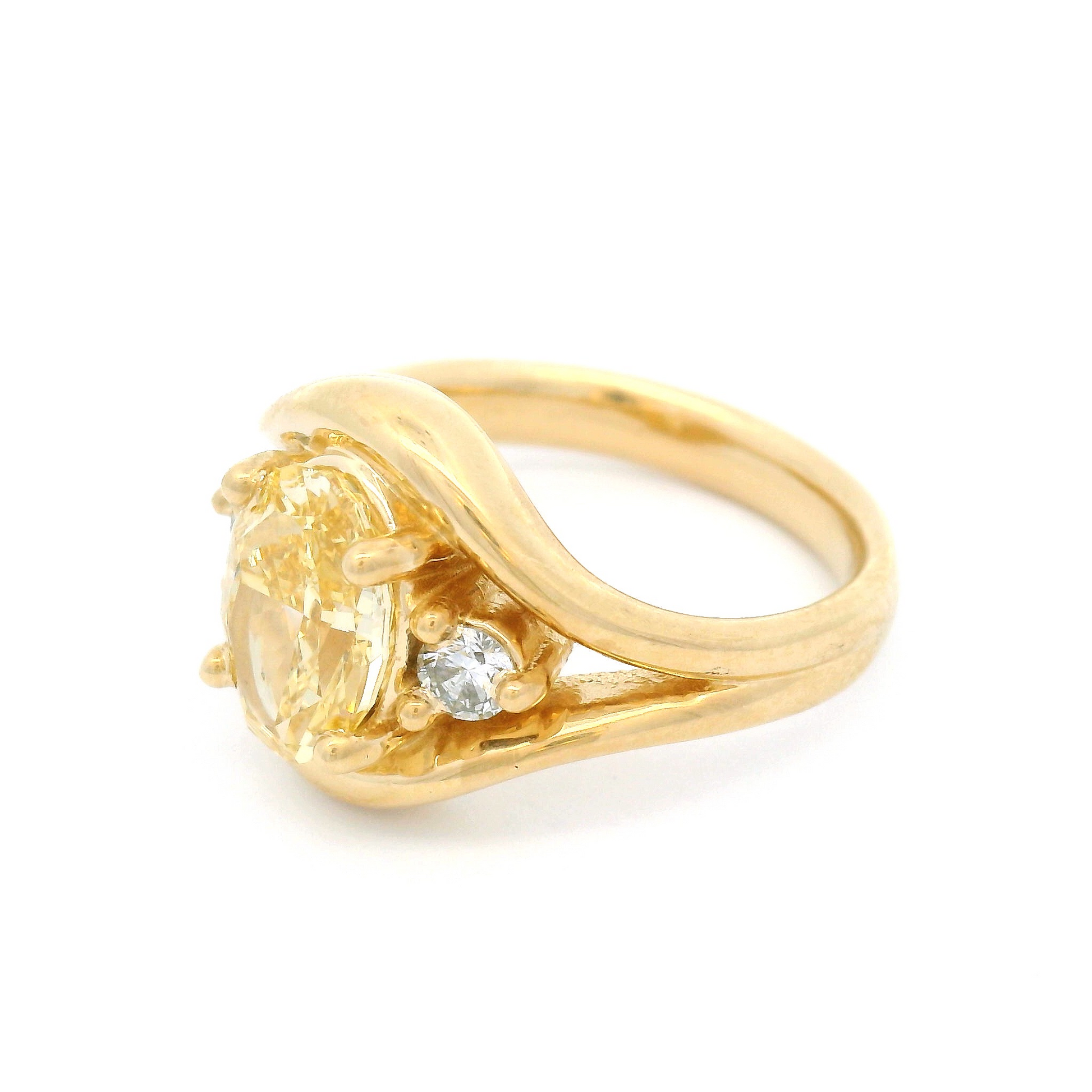 14k Yellow Three Stone Engagement Ring with 2.11cts of Lab-Grown Diamonds