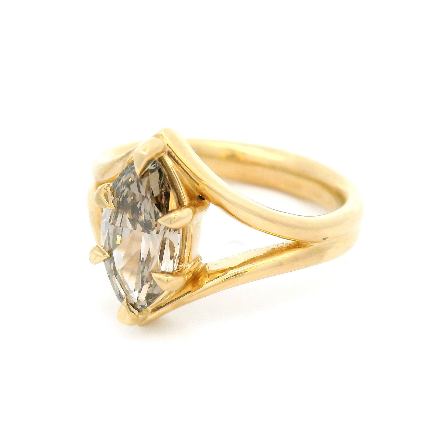 14k Yellow Solitaire with 1.51ct Lab-Grown Marquise Fancy Brown Diamond
