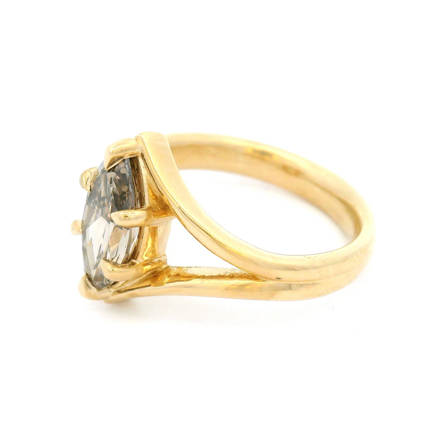 14k Yellow Solitaire with 1.51ct Lab-Grown Marquise Fancy Brown Diamond