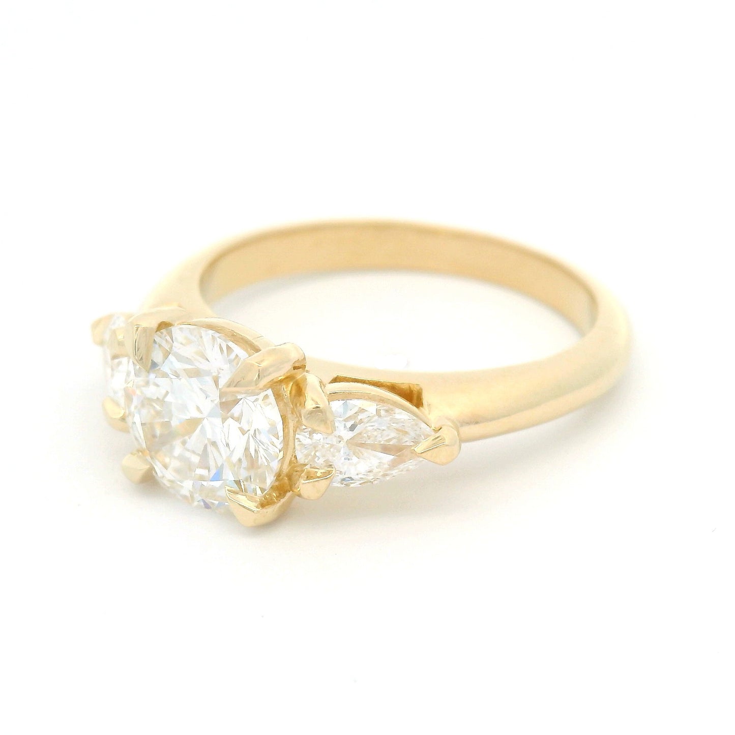 14k Yellow Three Stone Engagement Ring with 1.92cts of Lab-Grown Diamonds