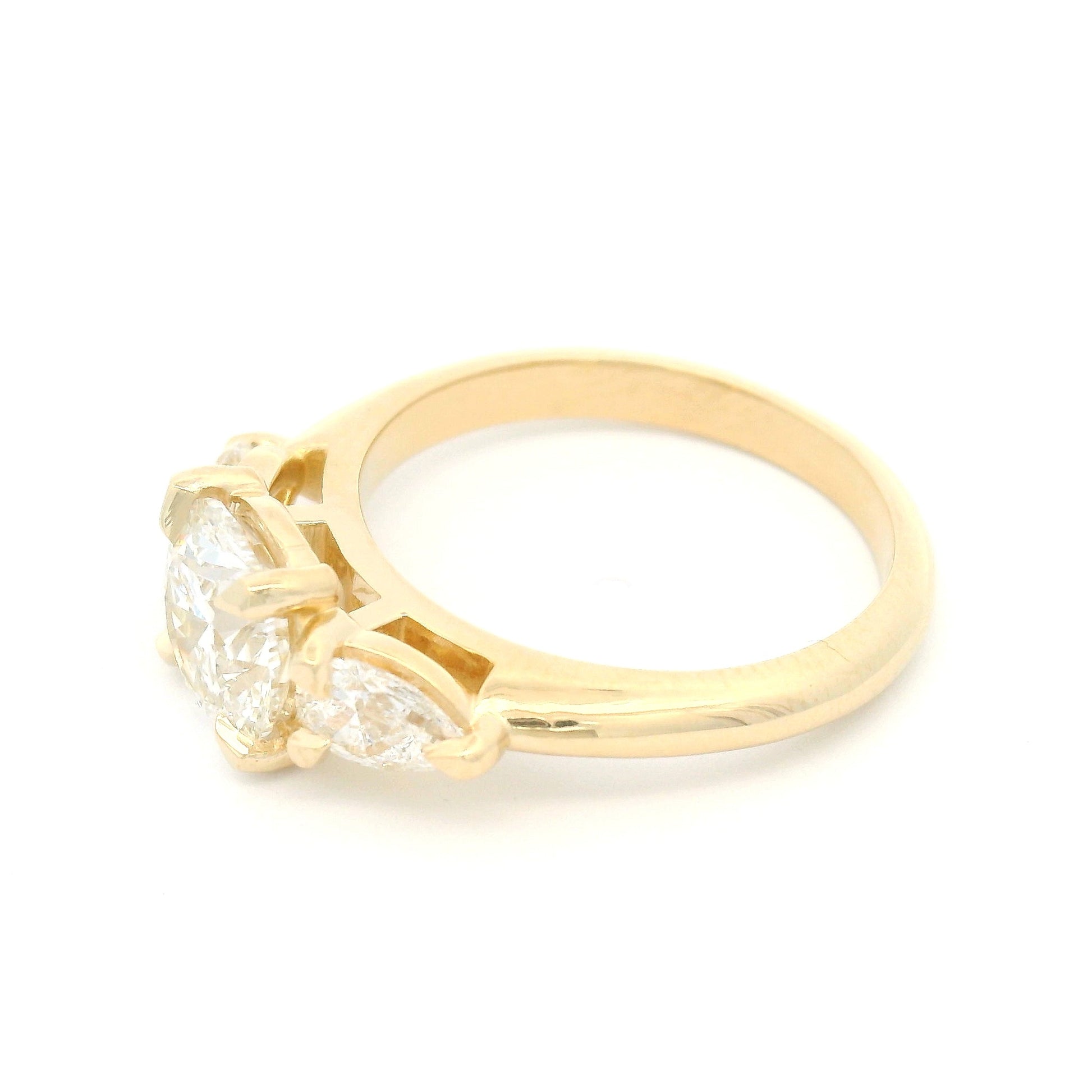 14k Yellow Three Stone Engagement Ring with 1.92cts of Lab-Grown Diamonds